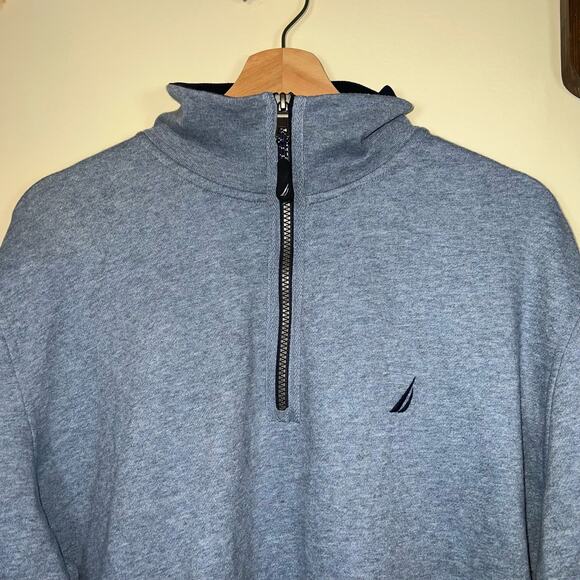 Men's Nautica Navtech Quarter-Zip Pullover Sweater in Blue Size Large - Picture 3 of 5